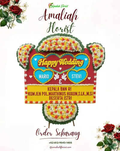 Karangan Papan Bunga Pernikahan di Malebo